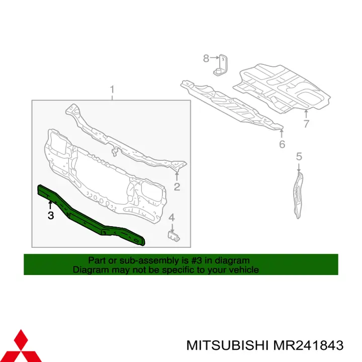 Супорт радіатора нижній/монтажна панель кріплення фар Mitsubishi Montero SPORT (K8, K9) (Міцубісі Монтеро)