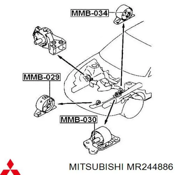 MR244886 Mitsubishi Подушка (опора) двигуна ліва (сайлентблок)