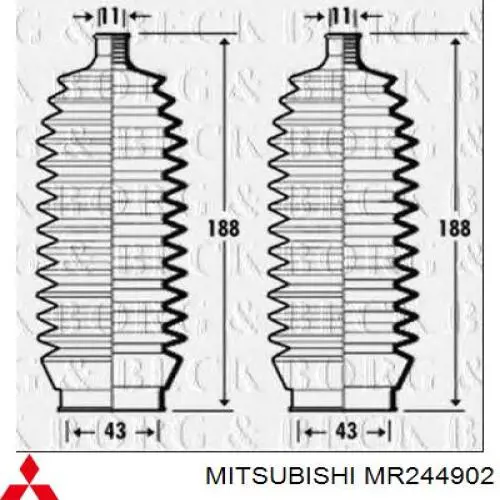 Пильник рульової тяги Mitsubishi MR244902 ціна, від 5.76 USD