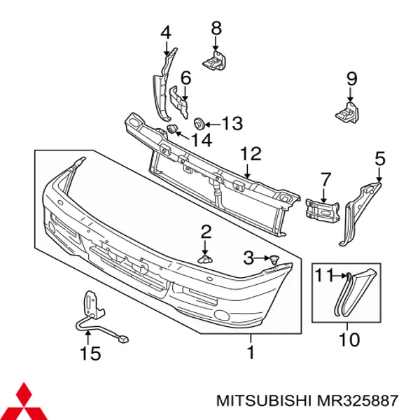 MR325887 Mitsubishi Бампер передній в зборі