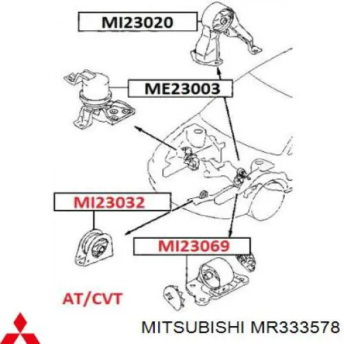 MR333578 Mitsubishi Подушка (опора) двигуна, ліва передня