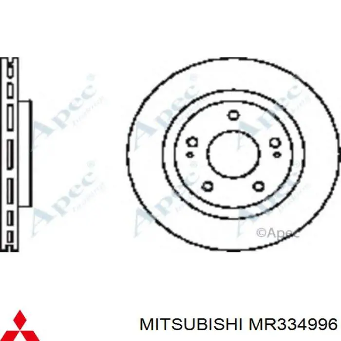Диск переднього гальма Mitsubishi MR334996 ціна, від 43.59 USD