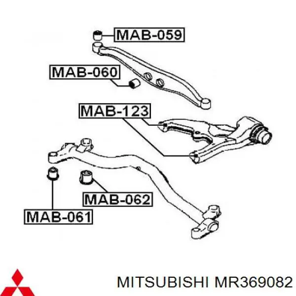 MR369082 Mitsubishi Сайлентблок траверси кріплення заднього редуктора, задній