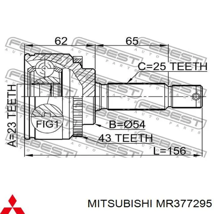 ШРУС зовнішній передній MR377295 Mitsubishi