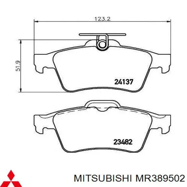 Передні тормозні колодки MR389502 Mitsubishi