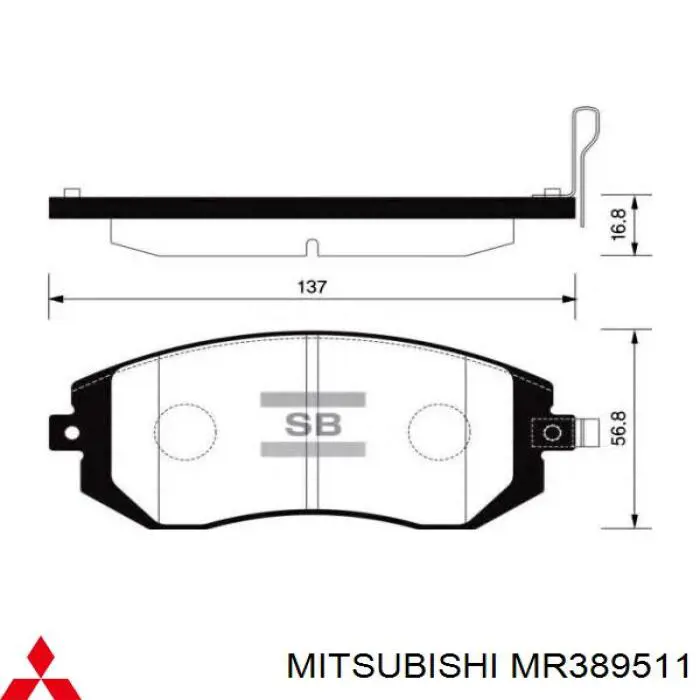 Передні тормозні колодки MR389511 Mitsubishi