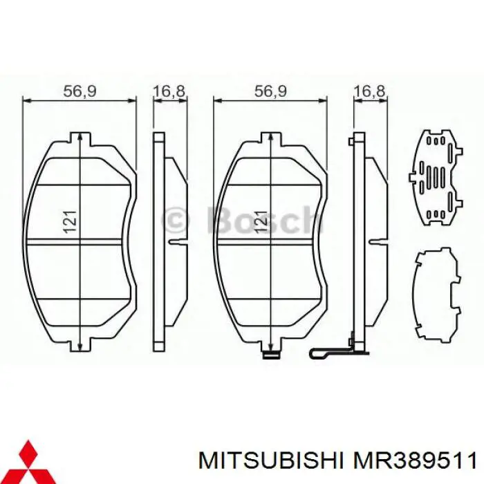 Купити MR389511 Mitsubishi Колодки гальмівні передні, дискові