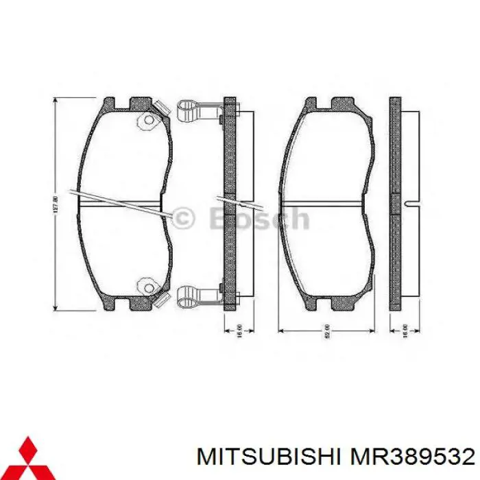 MR389532 Mitsubishi колодки гальмівні передні, дискові