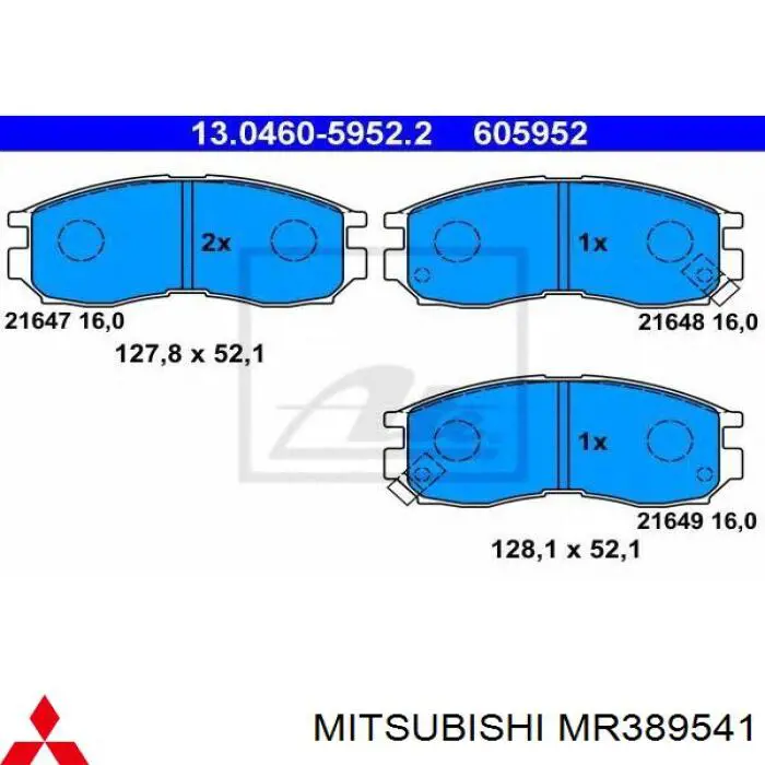 MR389541 Mitsubishi колодки гальмівні передні, дискові