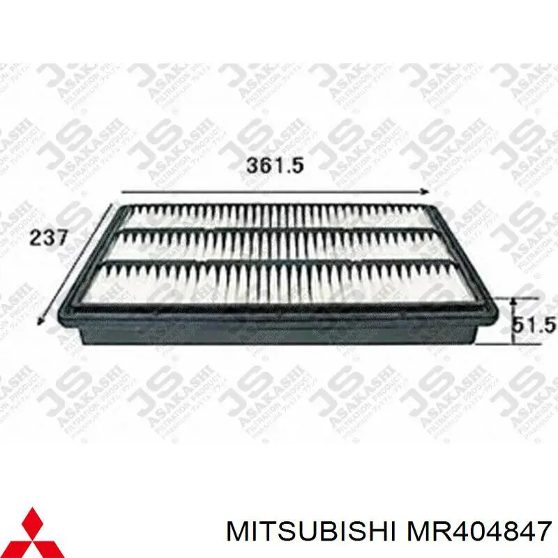 Повітряний фільтр MR404847 Mitsubishi