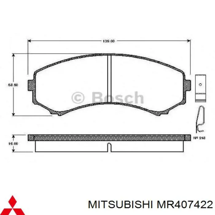 Гальмівні колодки Mitsubishi MR407422 ціна, від 18.86 USD