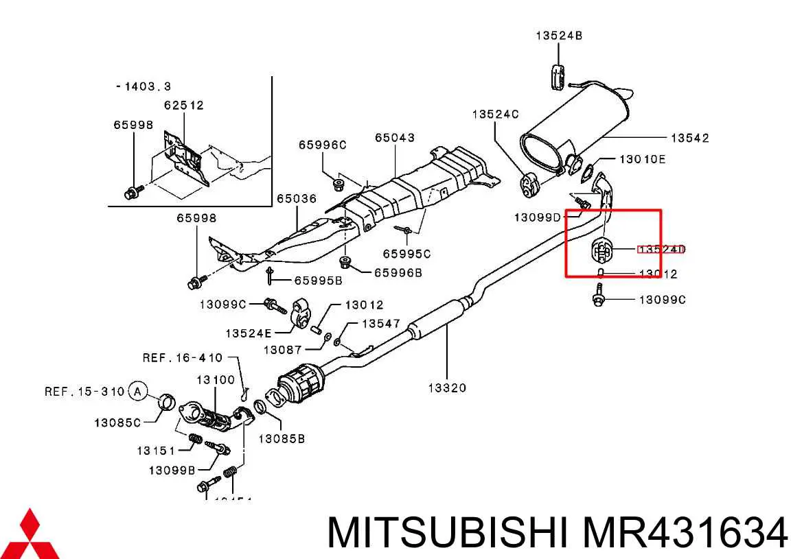 MR431634 Chrysler подушка кріплення глушника