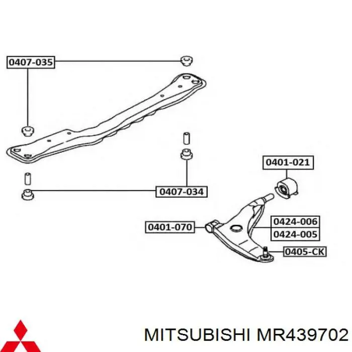 Купити MR439702 Mitsubishi Важіль передньої підвіски нижній, правий
