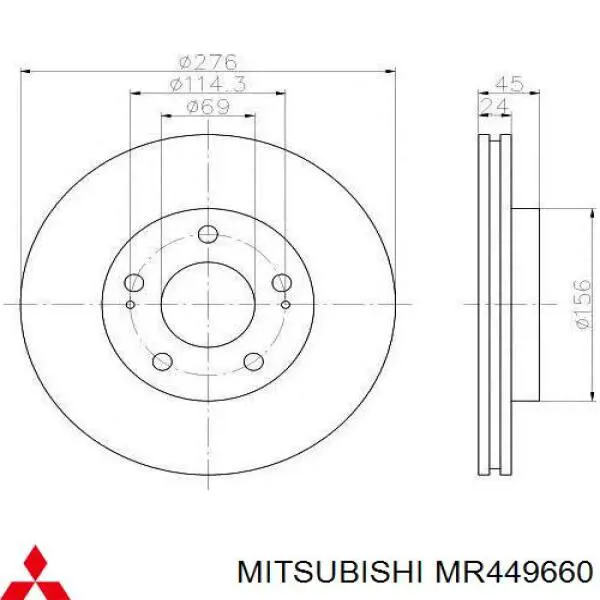MR449660 Mitsubishi диск гальмівний передній