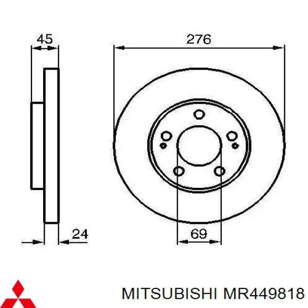 MR449818 Mitsubishi диск гальмівний передній