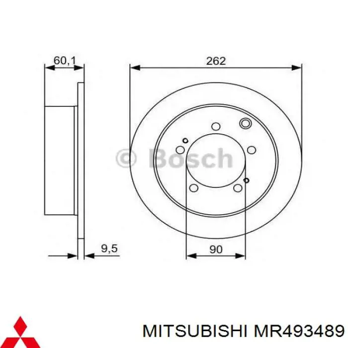 Купити MR493489 Mitsubishi Диск заднього гальма