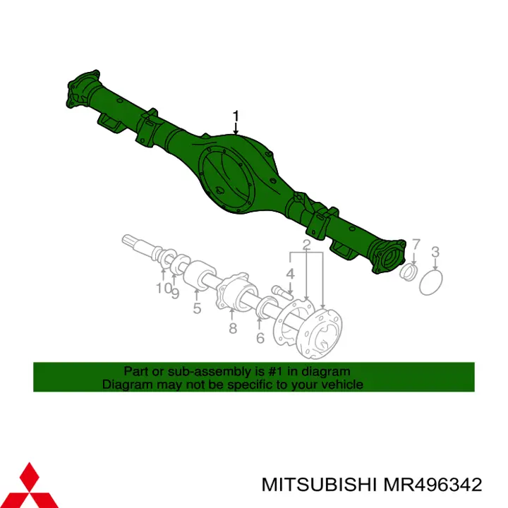 MR496342 Mitsubishi Картер середнього моста і кожух напівосьової