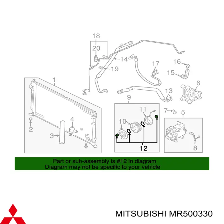 Муфта компресора кондиціонера Mitsubishi MR500330 ціна, від 19.75 USD