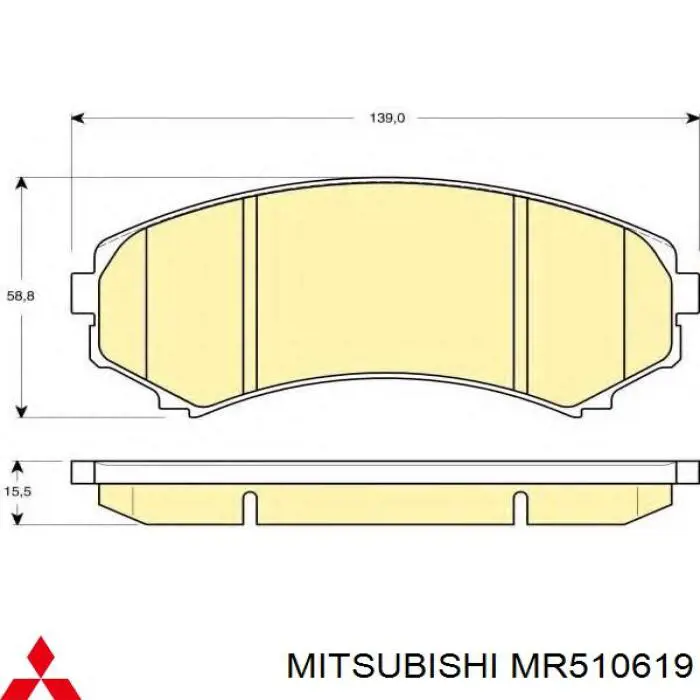 Гальмівні колодки Mitsubishi MR510619 ціна, від 24.26 USD