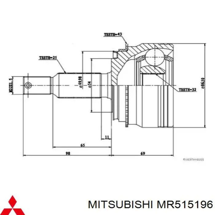  Ліва піввісь Mitsubishi Pajero 