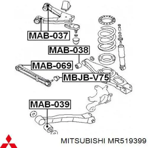 MR519399 Mitsubishi Сайлентблок верхнього важеля