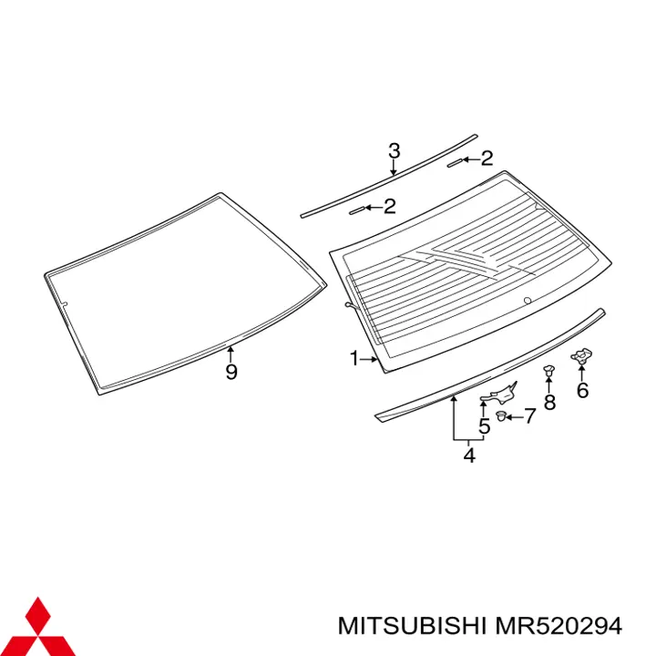 Молдинг заднього скла, верхній Mitsubishi MR520294 ціна, від 7.60 USD
