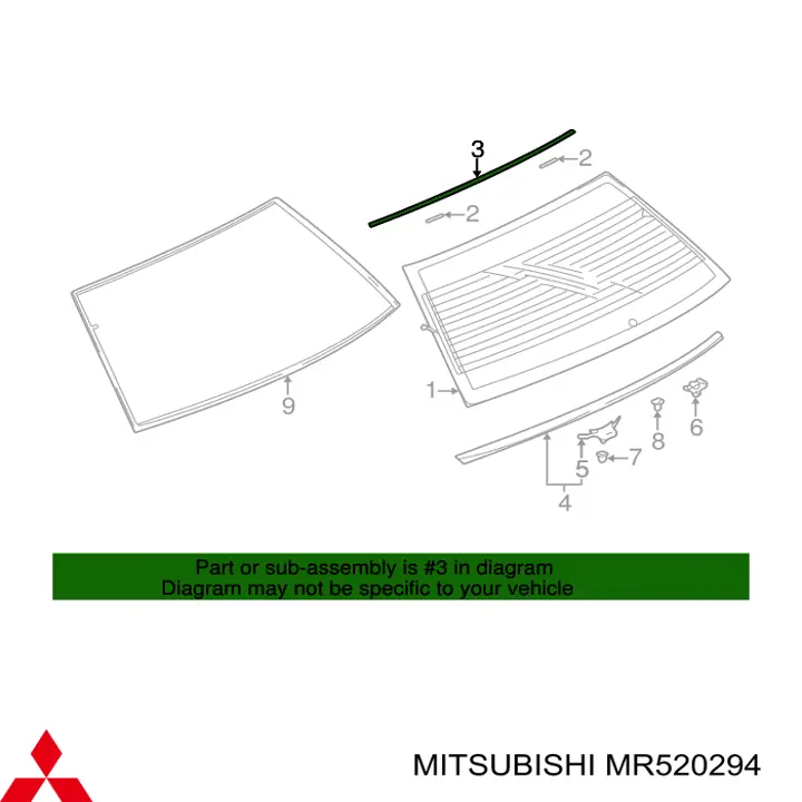Молдинг заднього скла, верхній Mitsubishi Lancer 9 (CSA) (Міцубісі Лансер)