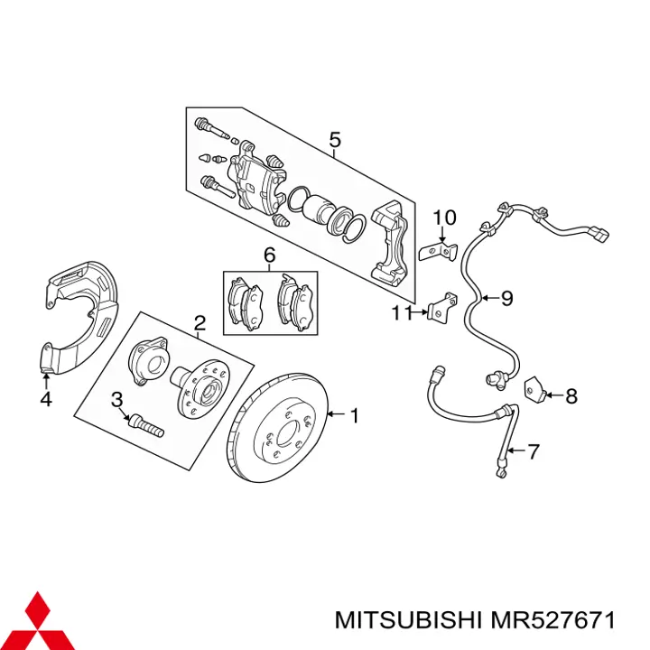 MR527671 Mitsubishi супорт гальмівний передній правий