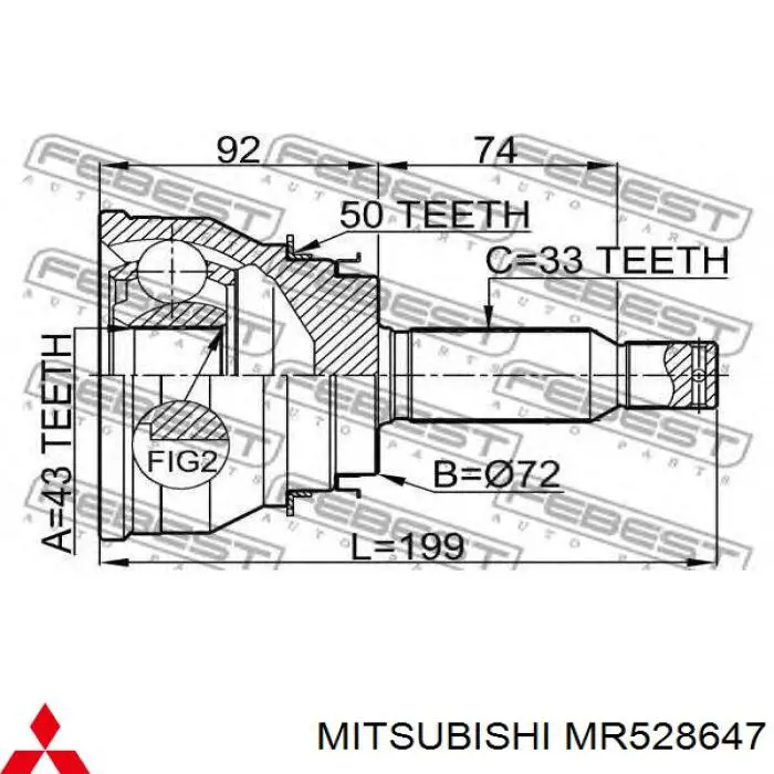 MR528647 Mitsubishi шрус зовнішній задній