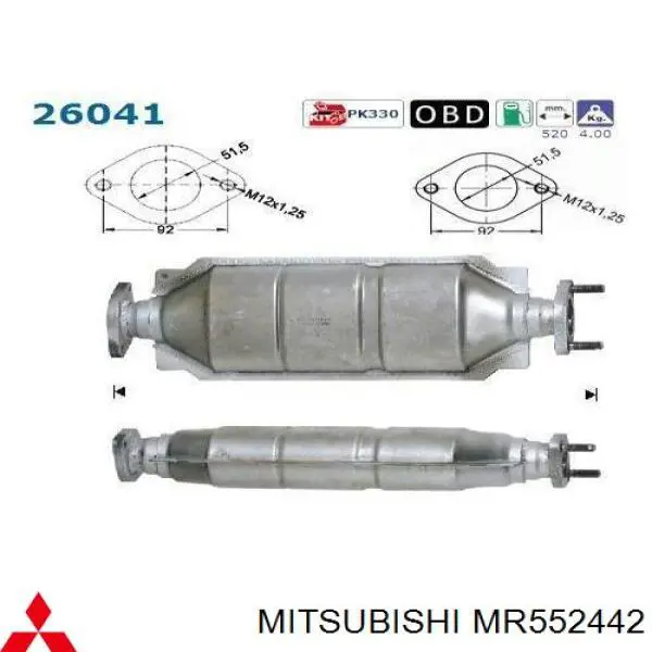 Конвертор-каталізатор (каталітичний нейтралізатор) Mitsubishi MR552442 ціна, від 132.77 USD