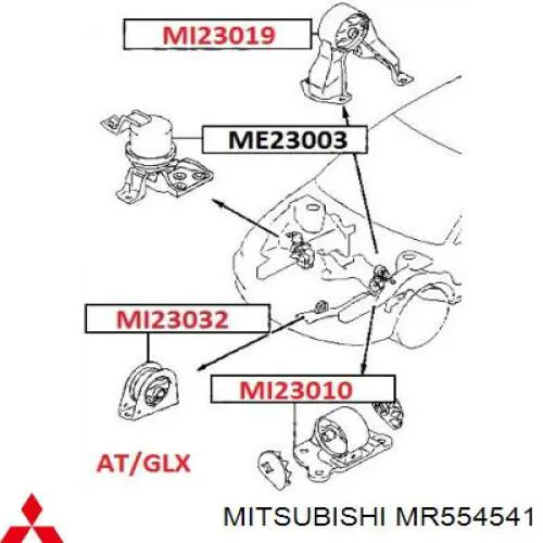 MR554541 Mitsubishi подушка (опора двигуна, задня)