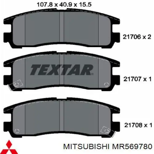 Задні гальмівні колодки Mitsubishi MR569780 ціна, від 15.20 USD