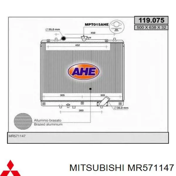MR571147 Mitsubishi радіатор охолодження двигуна