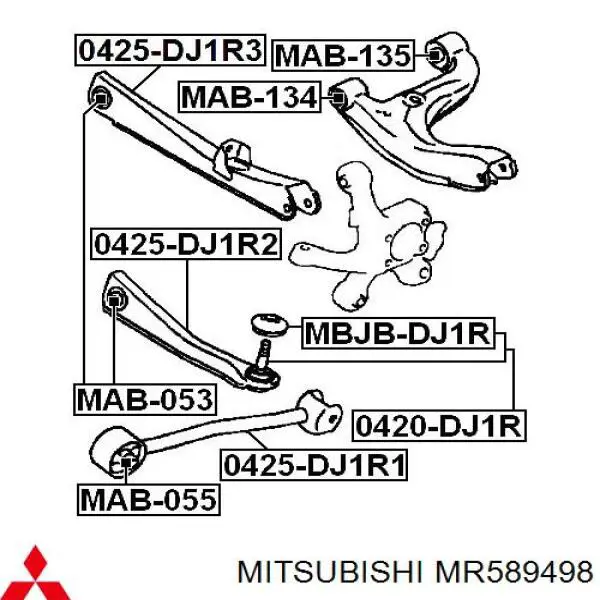 Купити MR589498 Mitsubishi Тяга поздовжня задньої підвіски