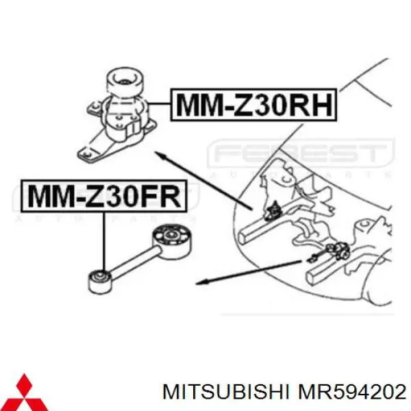 Права подушка двигуна Mitsubishi MR594202 ціна, від 30.98 USD