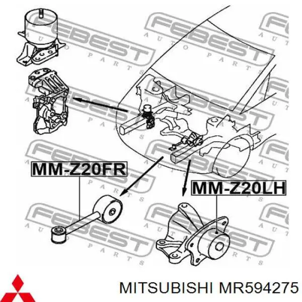 Купити MR594275 Mitsubishi Подушка (опора) двигуна, ліва