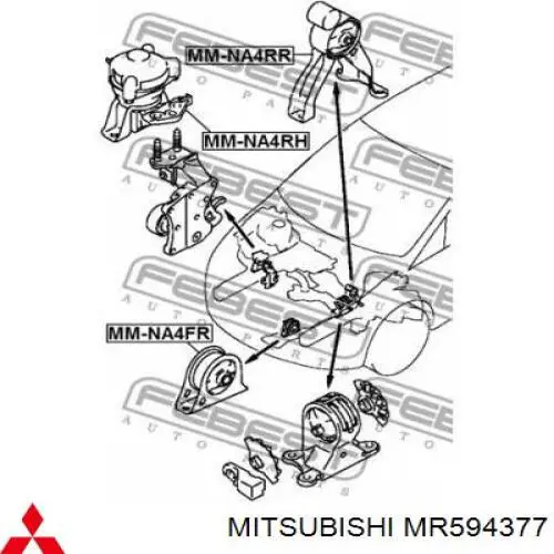 Подушка (опора) двигуна, передня Mitsubishi MR594377 ціна, від 24.07 USD