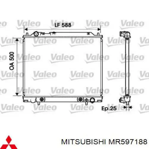 Радіатор охолодження двигуна MR597188 Mitsubishi