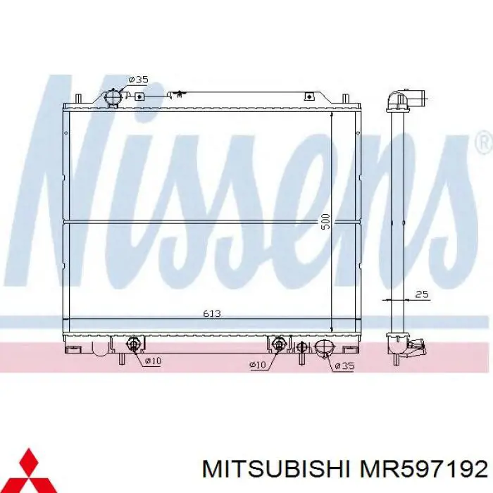 Радіатор основний Mitsubishi MR597192 ціна, від 90.79 USD