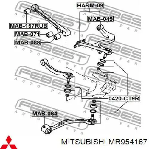 MR954167 Mitsubishi сайлентблок заднього верхнього важеля