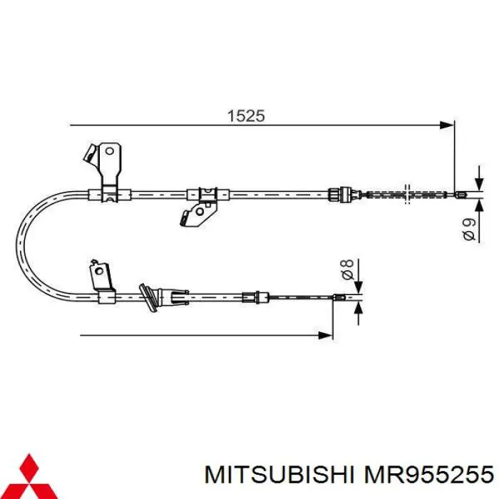 Трос ручного гальма задній, лівий MR955255 Mitsubishi