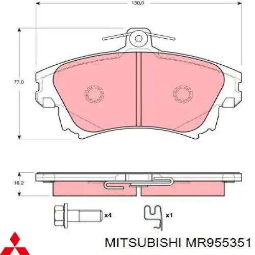 Купити MR955351 Mitsubishi Колодки гальмівні передні, дискові