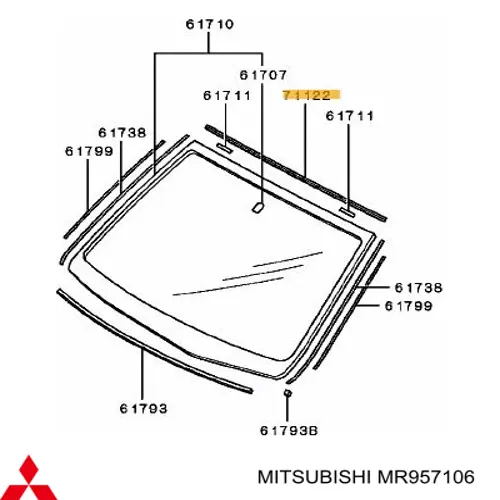 Молдинг лобового скла, верхній MR957106 Mitsubishi