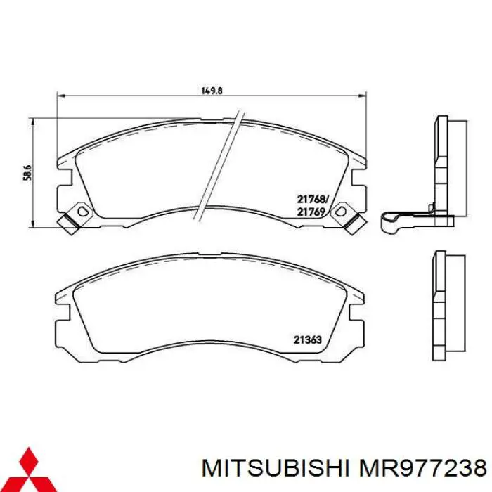 MR977238 Mitsubishi Передні гальмівні колодки