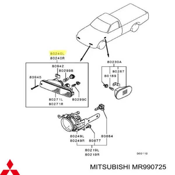 Габарит-покажчик повороту, лівий MR990725 Mitsubishi