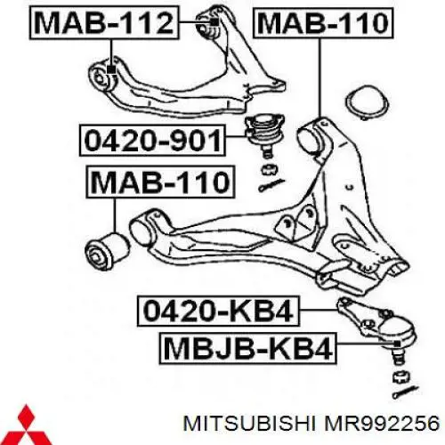 Сайлентблок нижнього важеля передньої підвіски Mitsubishi MR992256 ціна, від 12.95 USD