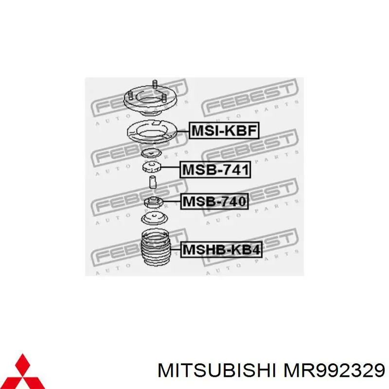 Втулка штоку переднього амортизатора Mitsubishi MR992329 ціна, від 4.65 USD