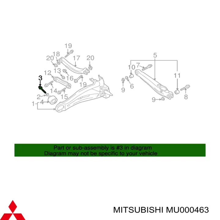 Болт заднього продольно важеля, розвальний MU000463 Mitsubishi