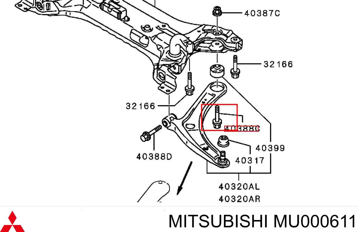 Болт переднього важеля, нижнього Mitsubishi ASX (GA) (Міцубісі Асх)