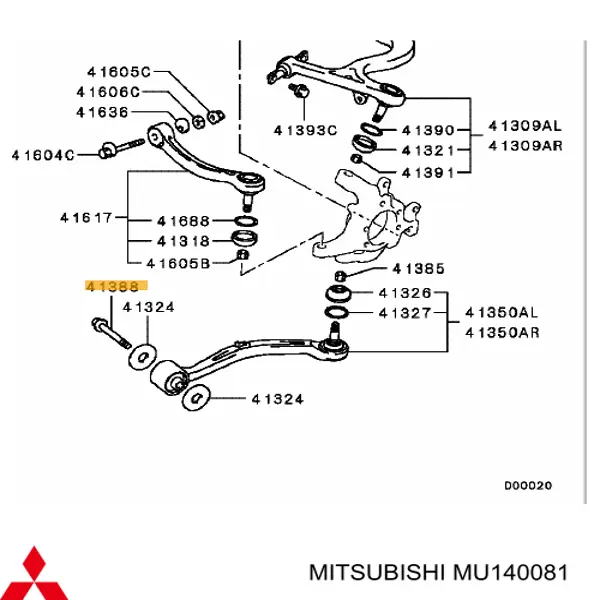 Болт переднього важеля, нижнього Mitsubishi Outlander (CU) (Міцубісі Аутлендер)